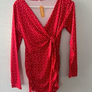 NWT Red polka dot maternity shirt size small